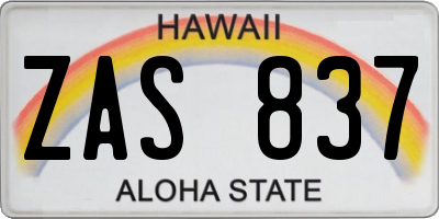HI license plate ZAS837