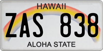 HI license plate ZAS838