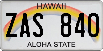 HI license plate ZAS840