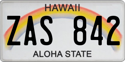 HI license plate ZAS842
