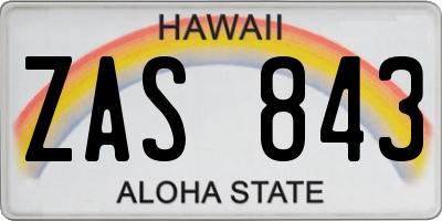 HI license plate ZAS843