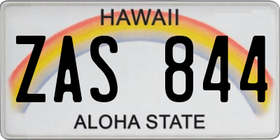 HI license plate ZAS844