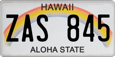 HI license plate ZAS845