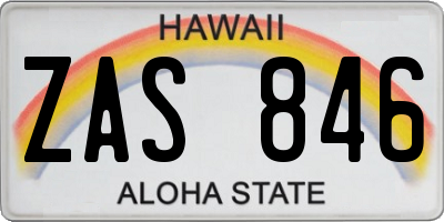 HI license plate ZAS846