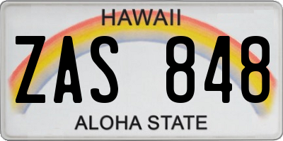 HI license plate ZAS848