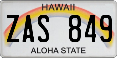 HI license plate ZAS849