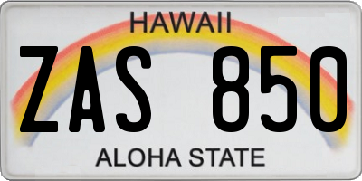 HI license plate ZAS850