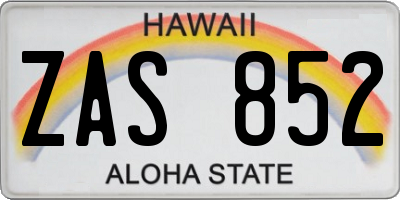 HI license plate ZAS852