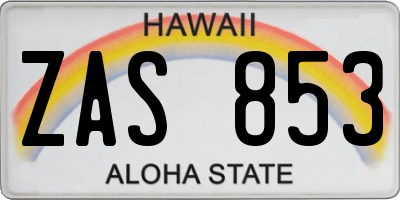 HI license plate ZAS853