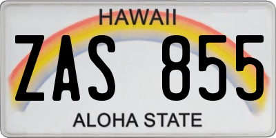 HI license plate ZAS855