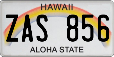 HI license plate ZAS856