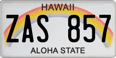 HI license plate ZAS857