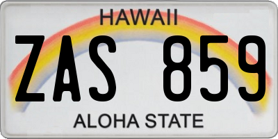 HI license plate ZAS859