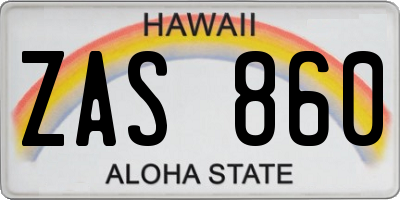 HI license plate ZAS860