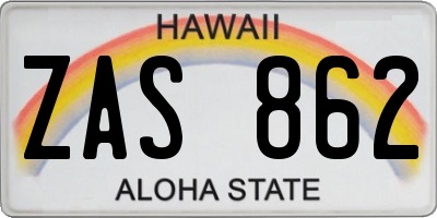HI license plate ZAS862
