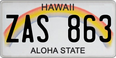 HI license plate ZAS863