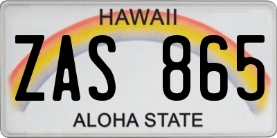 HI license plate ZAS865