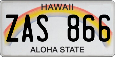 HI license plate ZAS866