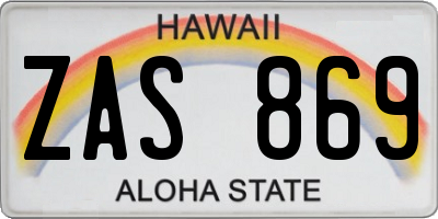 HI license plate ZAS869