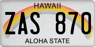 HI license plate ZAS870