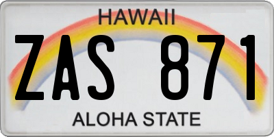 HI license plate ZAS871