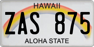 HI license plate ZAS875