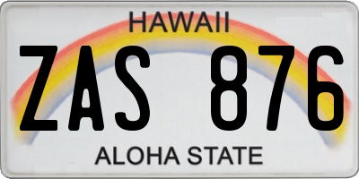 HI license plate ZAS876