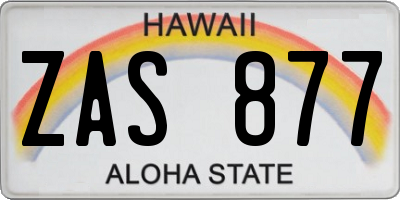 HI license plate ZAS877