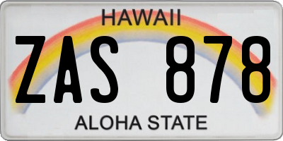 HI license plate ZAS878