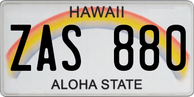 HI license plate ZAS880