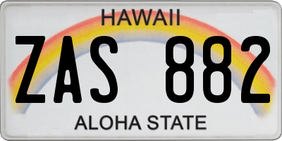 HI license plate ZAS882