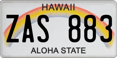 HI license plate ZAS883