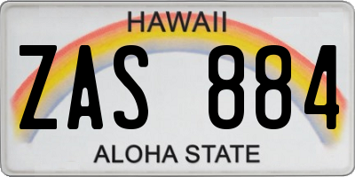 HI license plate ZAS884