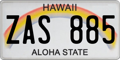 HI license plate ZAS885