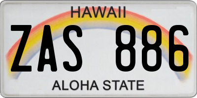HI license plate ZAS886