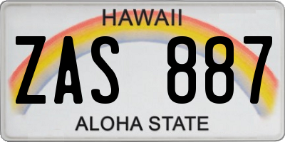 HI license plate ZAS887