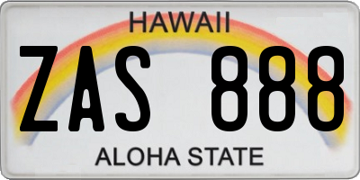 HI license plate ZAS888