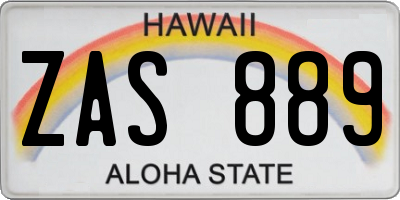 HI license plate ZAS889