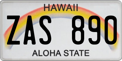 HI license plate ZAS890
