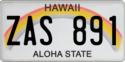 HI license plate ZAS891