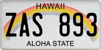 HI license plate ZAS893