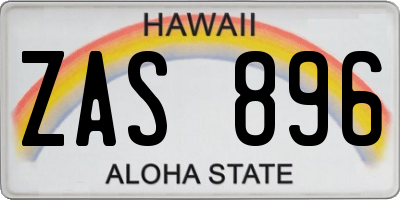 HI license plate ZAS896