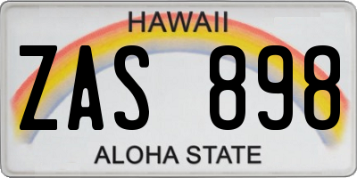 HI license plate ZAS898