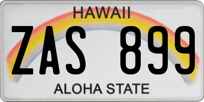HI license plate ZAS899