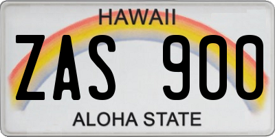 HI license plate ZAS900