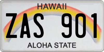 HI license plate ZAS901