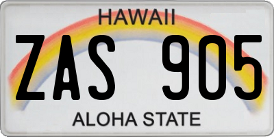 HI license plate ZAS905