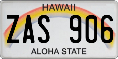 HI license plate ZAS906