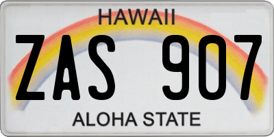 HI license plate ZAS907