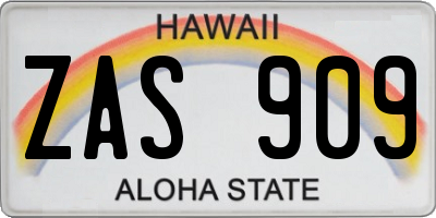 HI license plate ZAS909